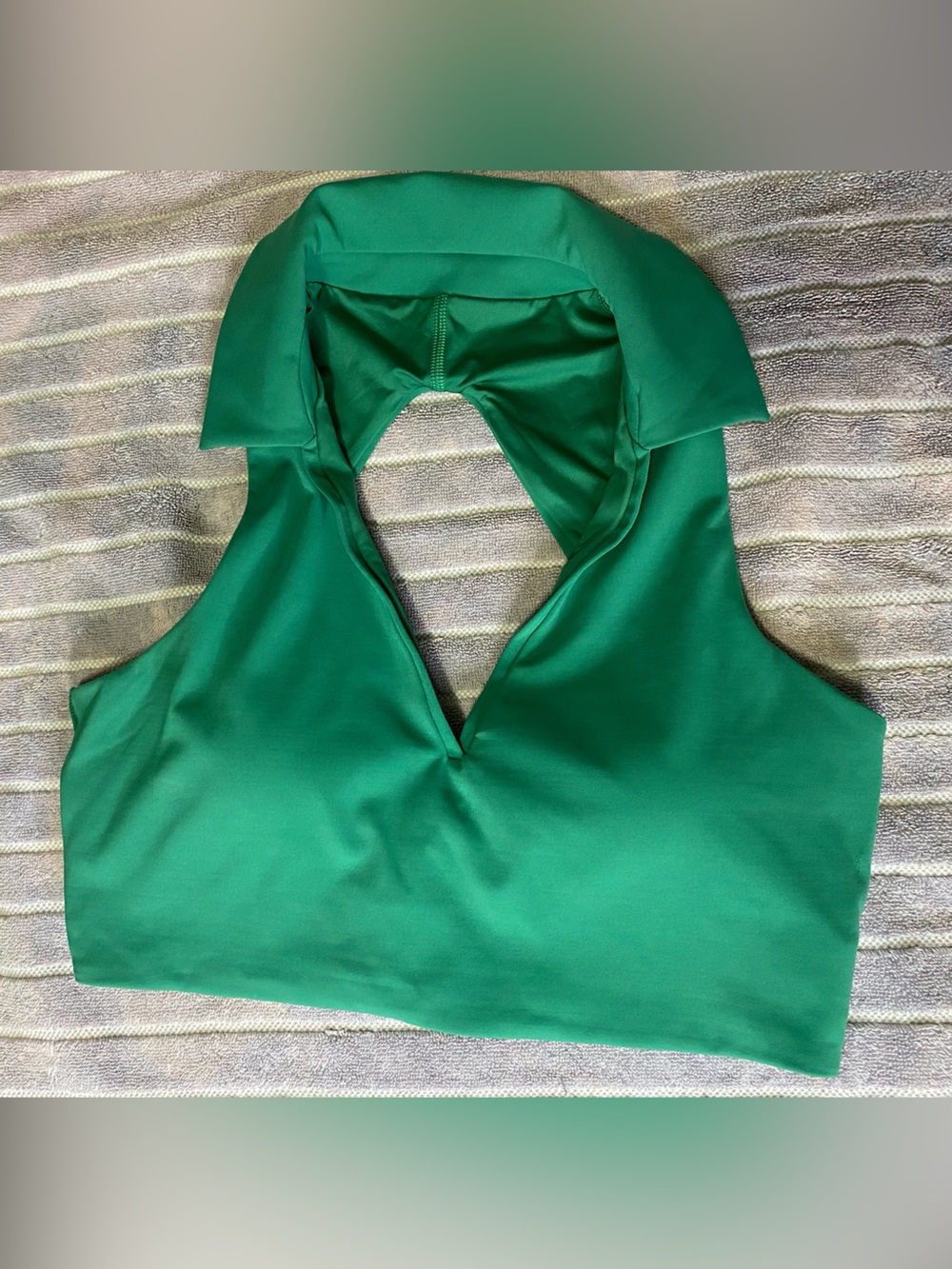 Lululemon Collared Tennis Longline Bra Green Halter Size 8